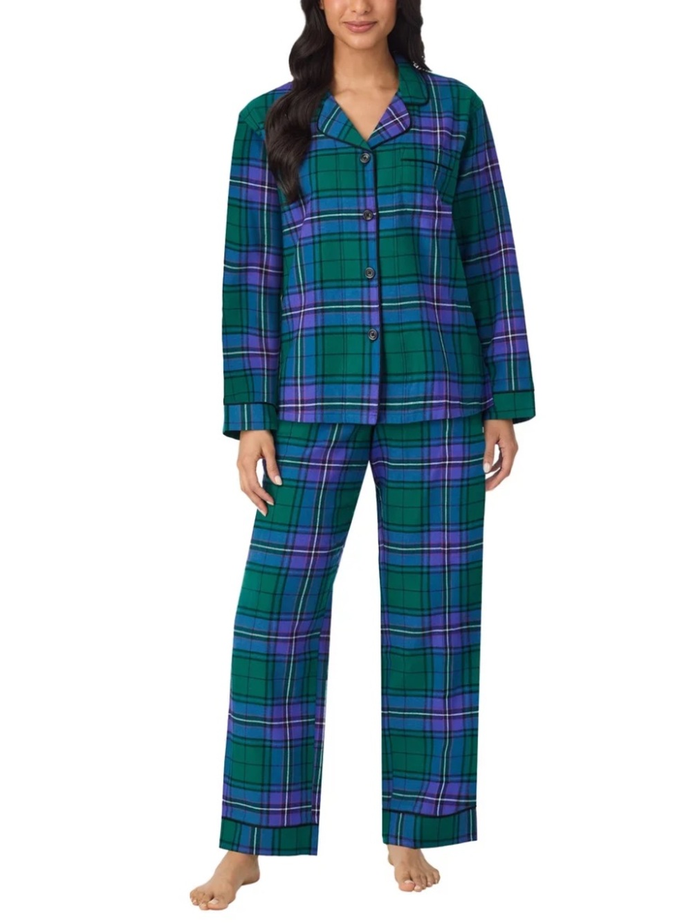 Bed Head Flannel Plaid Pajama Set 100% Cotton Green and Blue XL
